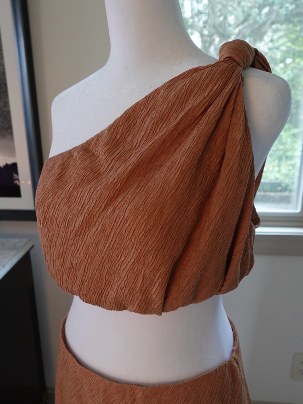 Abercrombie & Fitch One-Shoulder matching set in Rust Brown - Picture 3 of 5